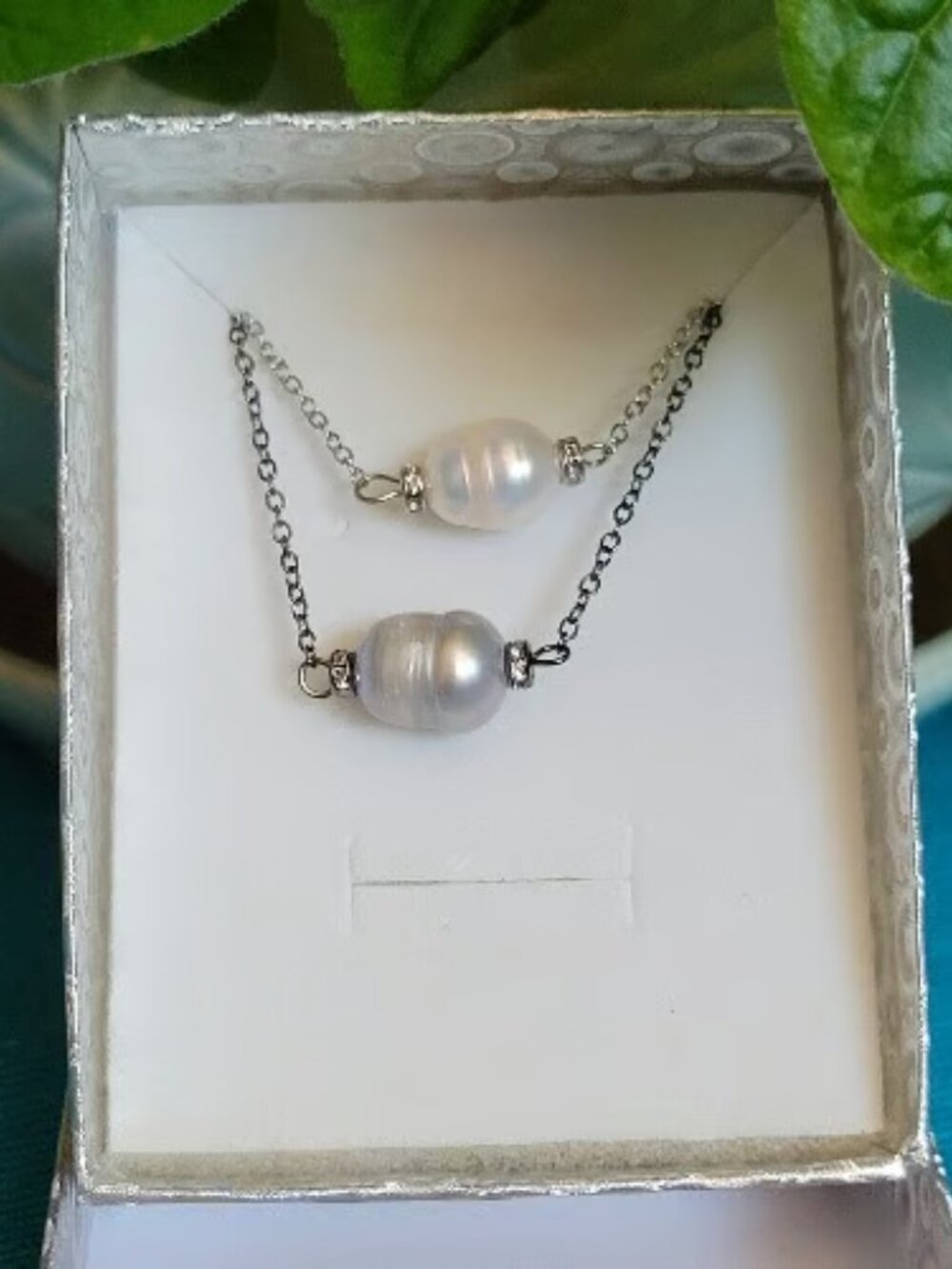 Silver & Gunmetal Pearl Chain Bracelets
